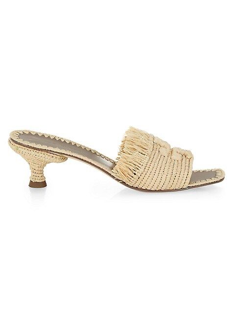 Eleanor Raffia Kitten-Heel Mules | Saks Fifth Avenue