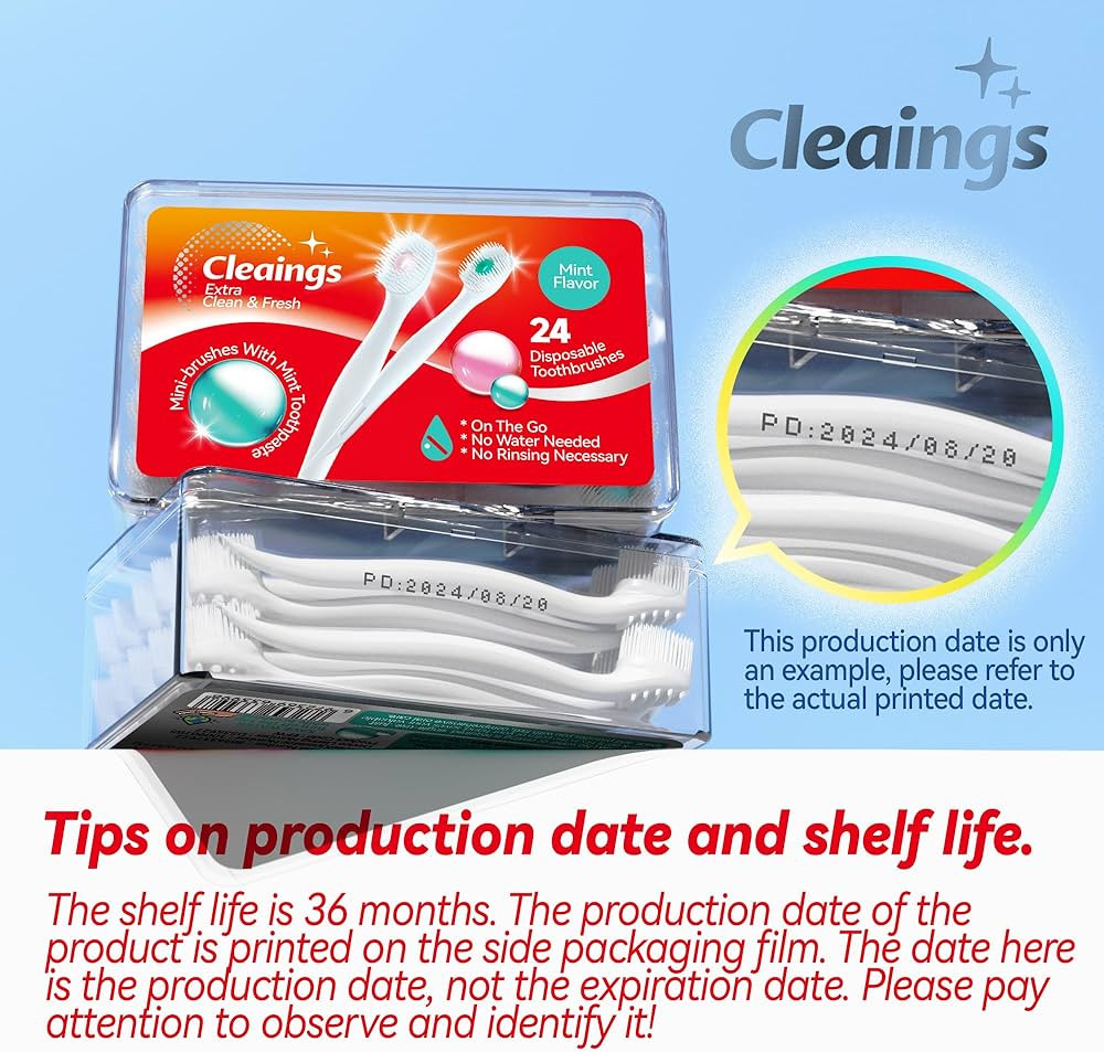 cleaings® Mini Brushes-Disposable Toothbrushes with Toothpaste and Pick for Work or Travel, 24 C... | Amazon (US)