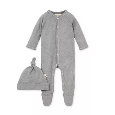 Burt's Bees Baby® Thermal Footed Jumpsuit & Hat Set in Heather Grey | buybuy BABY | buybuy BABY