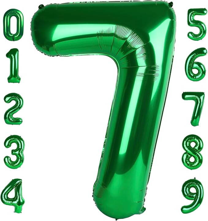 Number Balloon 40 Inch Number 7 Jumbo Dark Green Seven Birthday Decorations, 7 17 27 70 Year Old ... | Amazon (US)