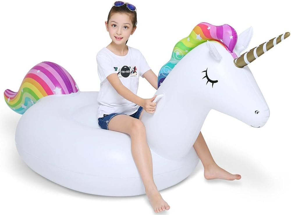 Jasonwell Big Inflatable Unicorn Pool Float Floatie Ride On with Fast Valves Large Rideable Blow ... | Amazon (US)