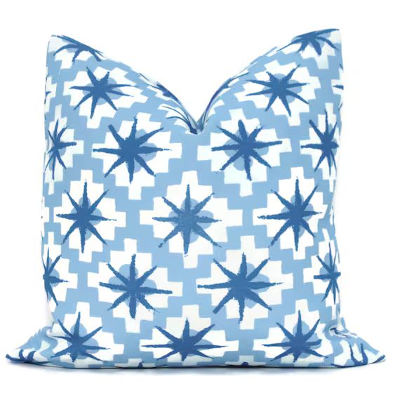 Peter Dunham Blue Starburst Outdoor Decorative Pillow Cover | Etsy | Etsy (US)