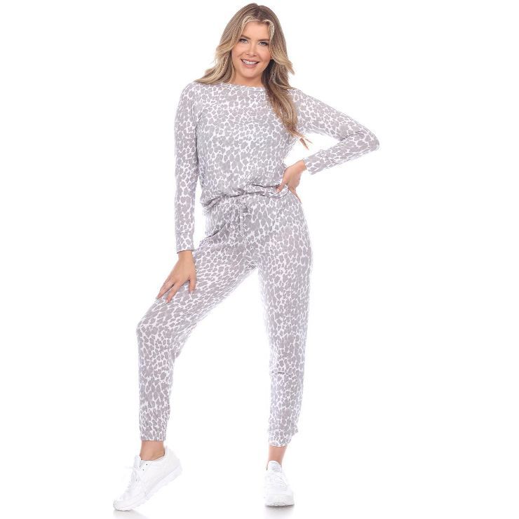 Women's 2 Piece Leopard Lounge Set - White Mark | Target