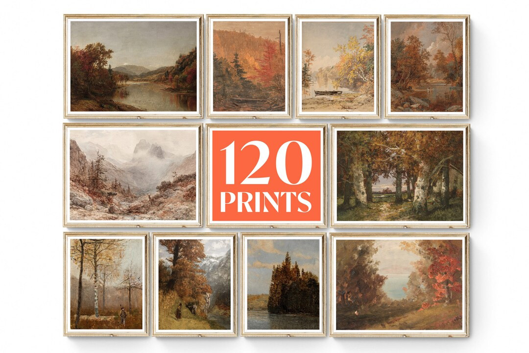Set of 120 Vintage Fall Wall Art  Fall Landscape Print  Fall - Etsy | Etsy (US)