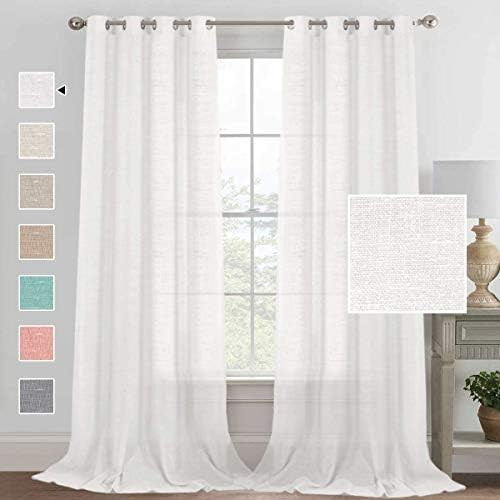H.VERSAILTEX Elegant Linen Blended White Curtains Privacy Protection Light Filtering Silver Gromm... | Amazon (US)