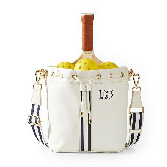 Sporty Stripe Drawstring Pickleball Tote | Mark and Graham