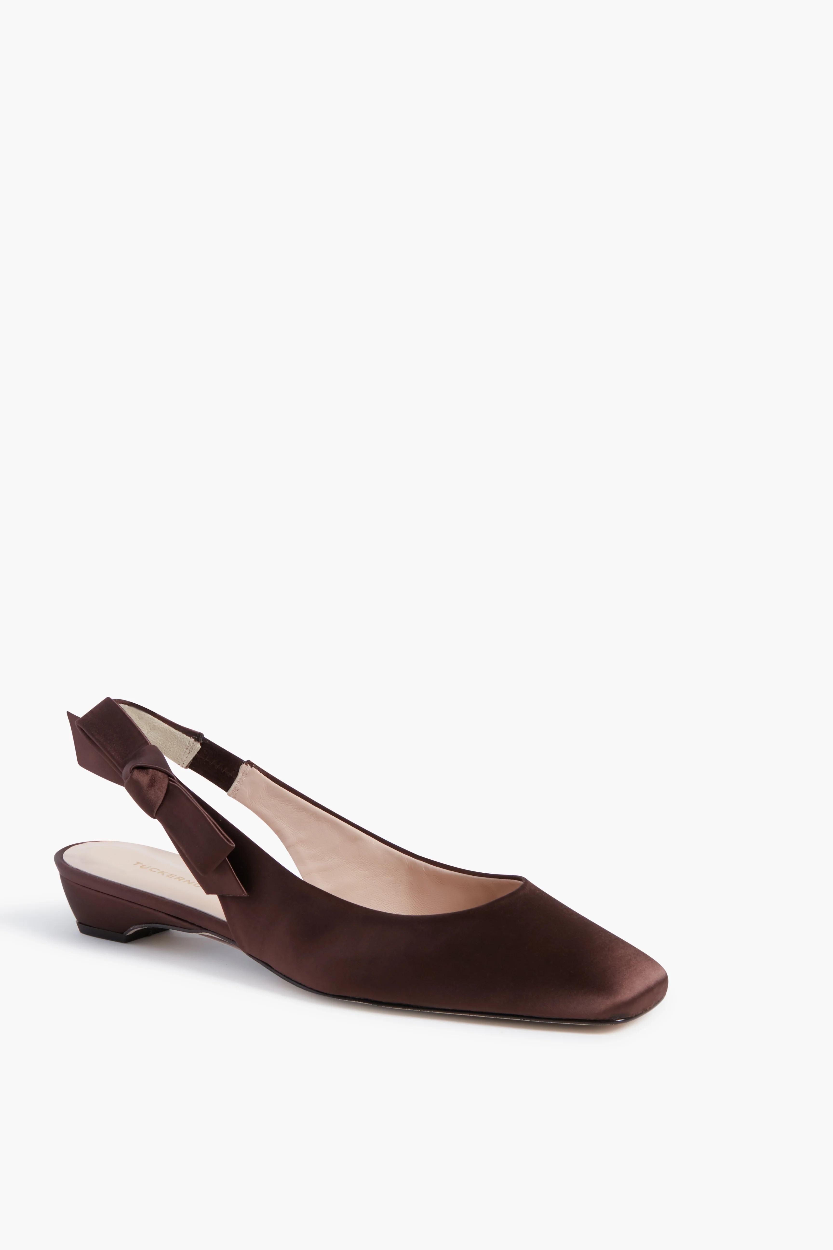 Brown Satin Olivia Slingback Flats | Tuckernuck (US)