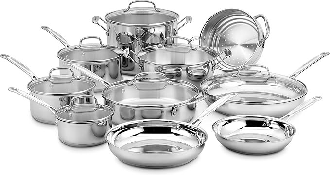 Cuisinart 17-Piece Cookware Set, Chef's Classic Steel Collection 77-17N | Amazon (US)