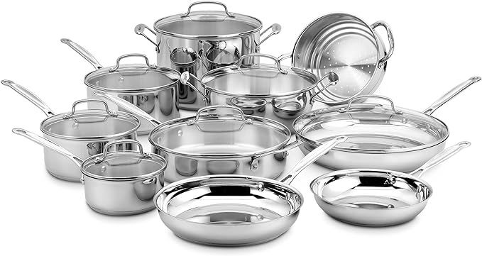 Cuisinart 17-Piece Cookware Set, Chef's Classic Steel Collection 77-17N | Amazon (US)