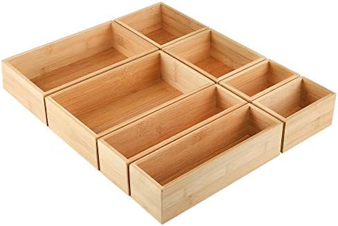 Kootek 8 Pcs Bamboo Drawer Organizer Utensil Tray Kitchen Storage Box 4-Size Versatile Dividers C... | Amazon (US)
