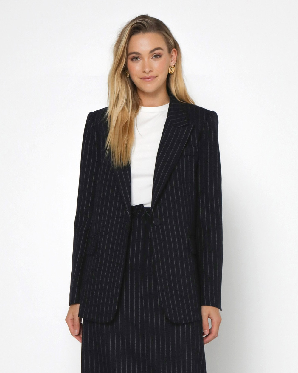 Madison The Label - Jensen Blazer - Blazers (Navy Pinstripe) Jensen Blazer | THE ICONIC (AU & NZ)