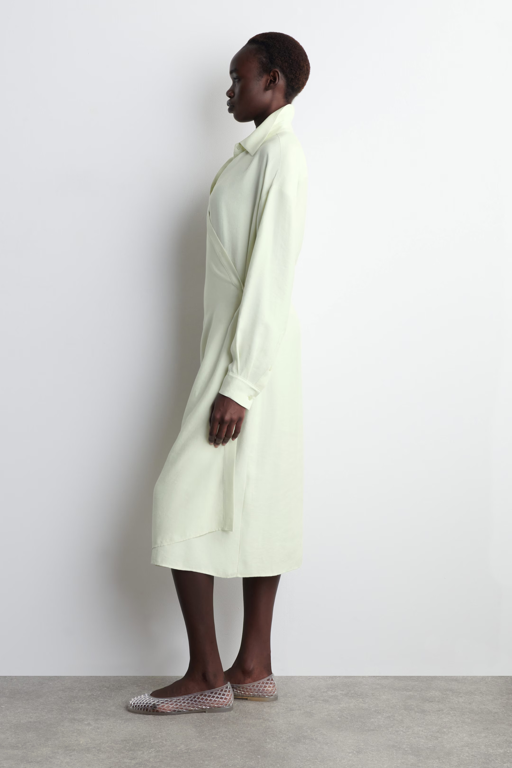 WRAP MIDI SHIRT DRESS - LIGHT GREEN | COS AU | COS (AU)