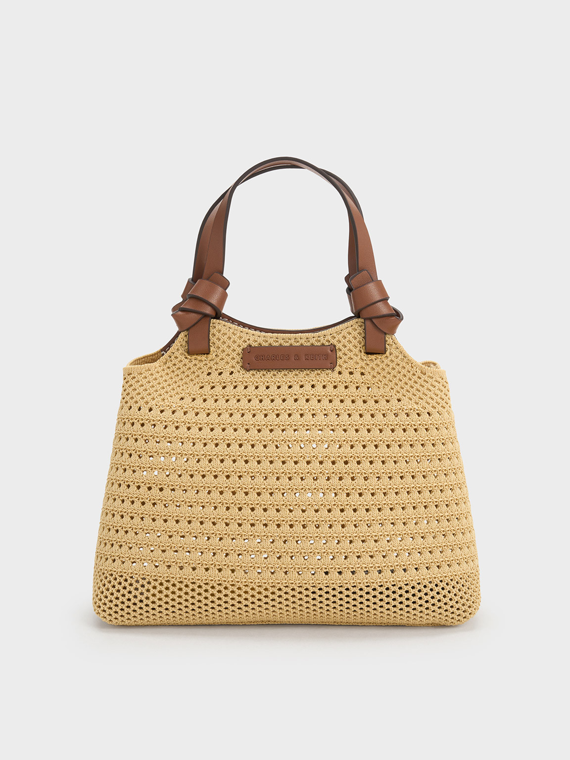 Beige Ida Knotted Handle Knitted Tote Bag | CHARLES & KEITH | Charles & Keith CA