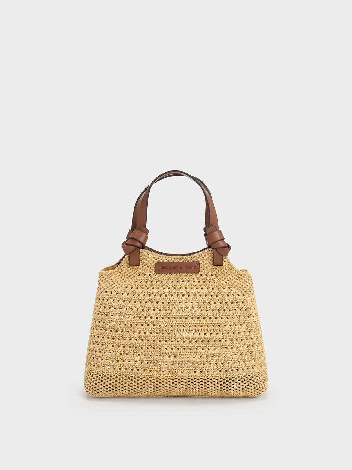 Beige Ida Knotted Handle Knitted Tote Bag | CHARLES & KEITH | Charles & Keith CA