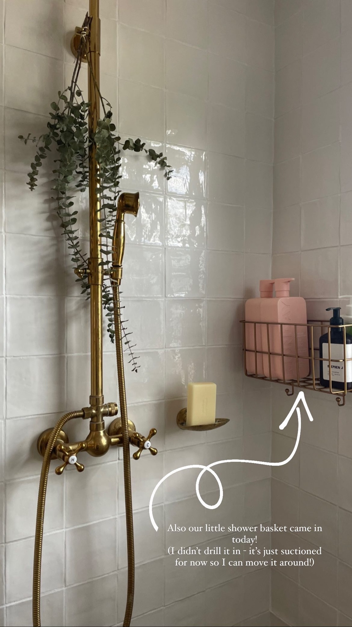 Brass Shower baskets and soap dish 