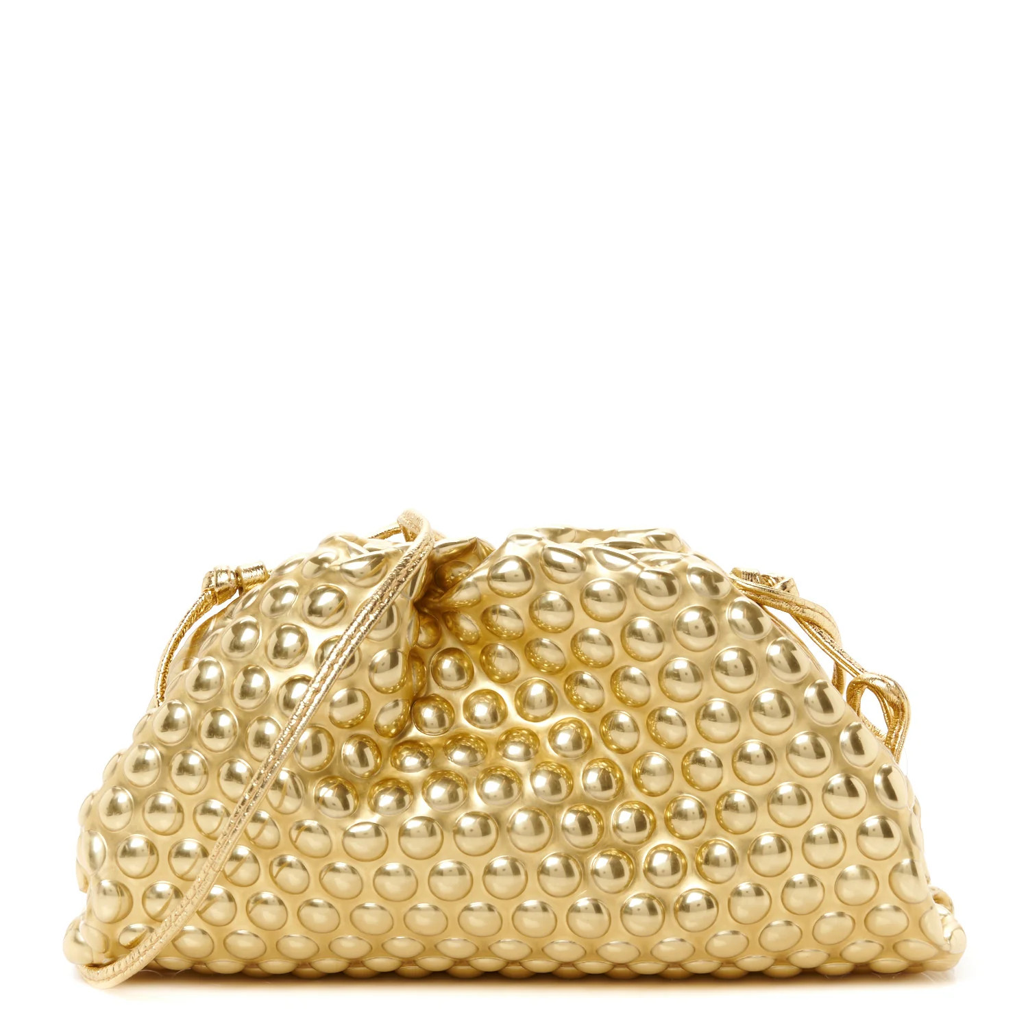 Metallic Fabric Bubble Wrap The Mini Pouch Gold | FASHIONPHILE (US)