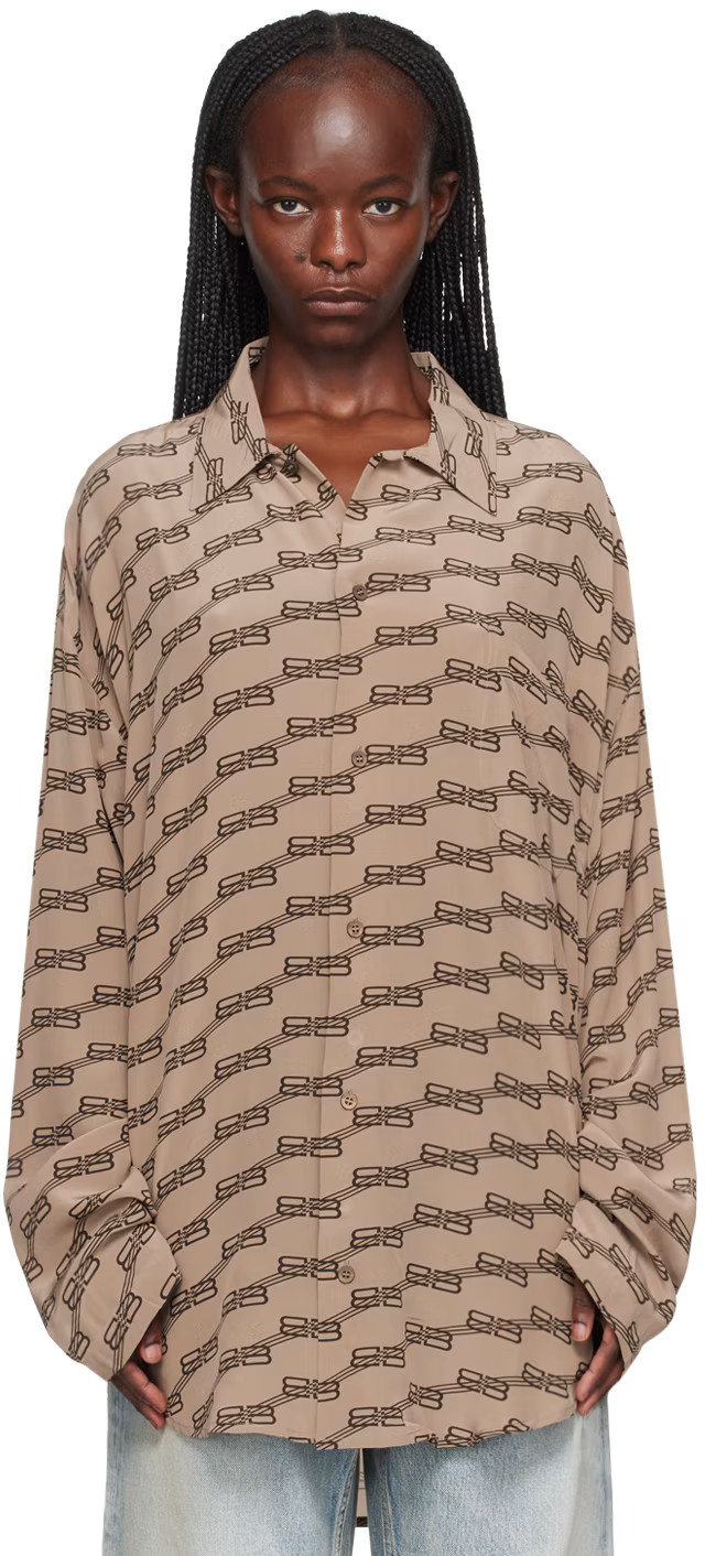 Beige BB Monogram Shirt | SSENSE