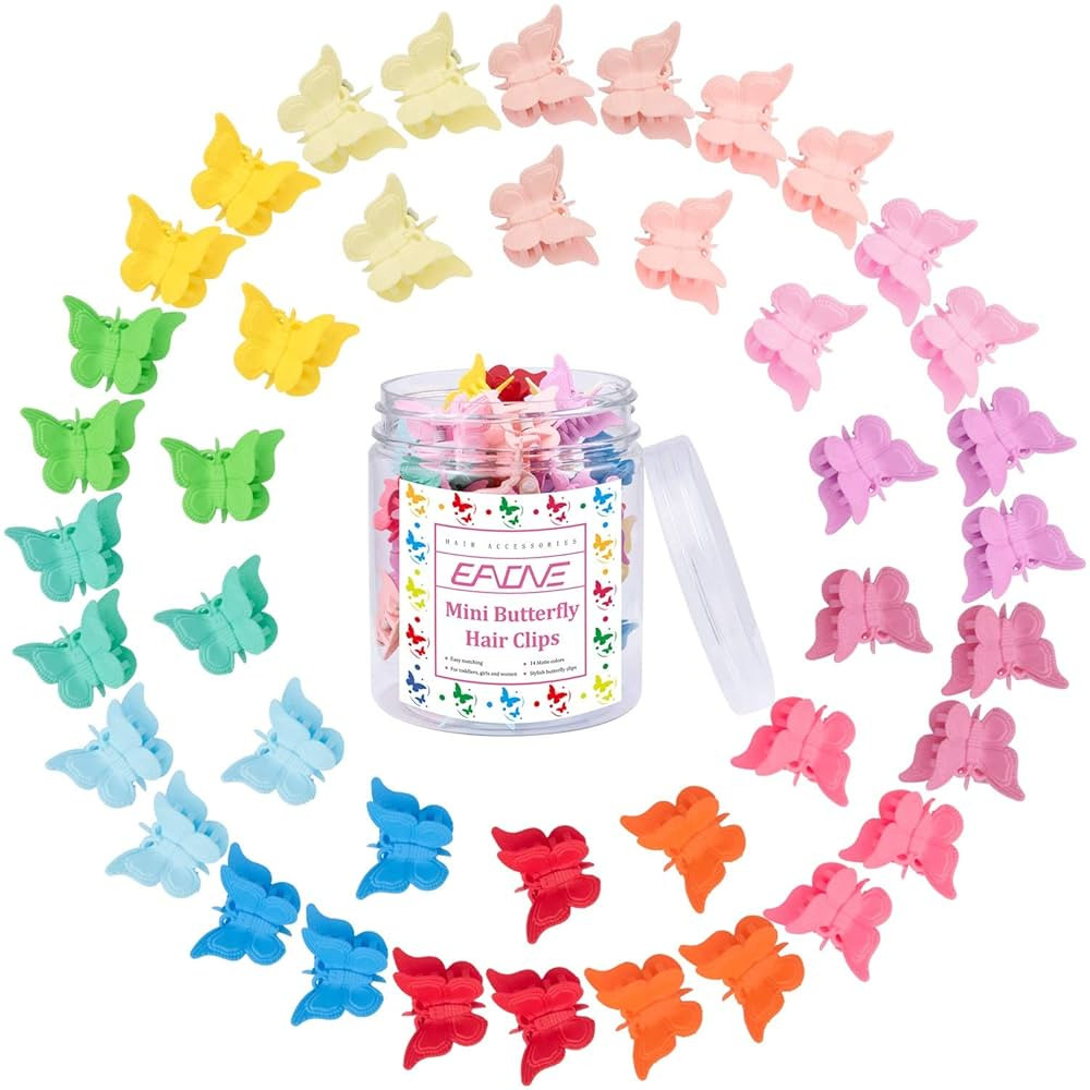 EAONE Matte Mini Butterfly Clips, Colorful Mini Hair Claw Clip for Girls and Women, 90s Y2K Cute ... | Amazon (US)