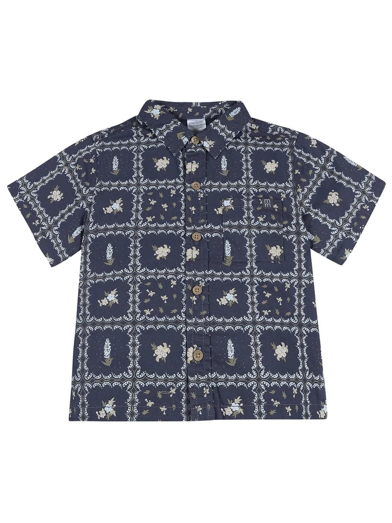 Modern Moments by Gerber Baby and Toddler Boy Button Front Shirt and Short Set, 2-Piece, Sizes 0/... | Walmart (US)