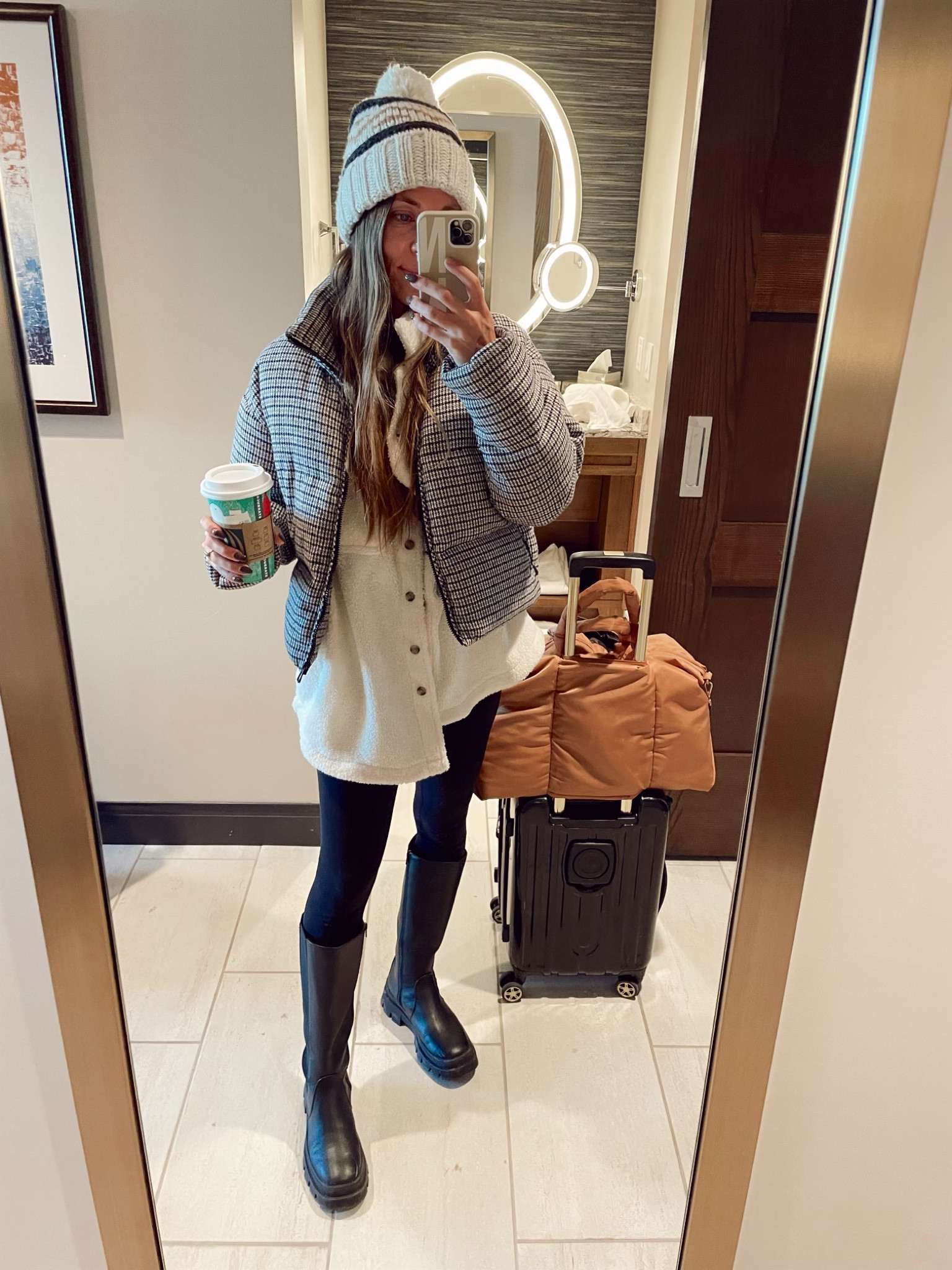 Winter style! Winter outfit. Beanie. black boots. Puffer jacket. Luggage. Weekend bag




#LTKtravel #LTKstyletip #LTKSeasonal