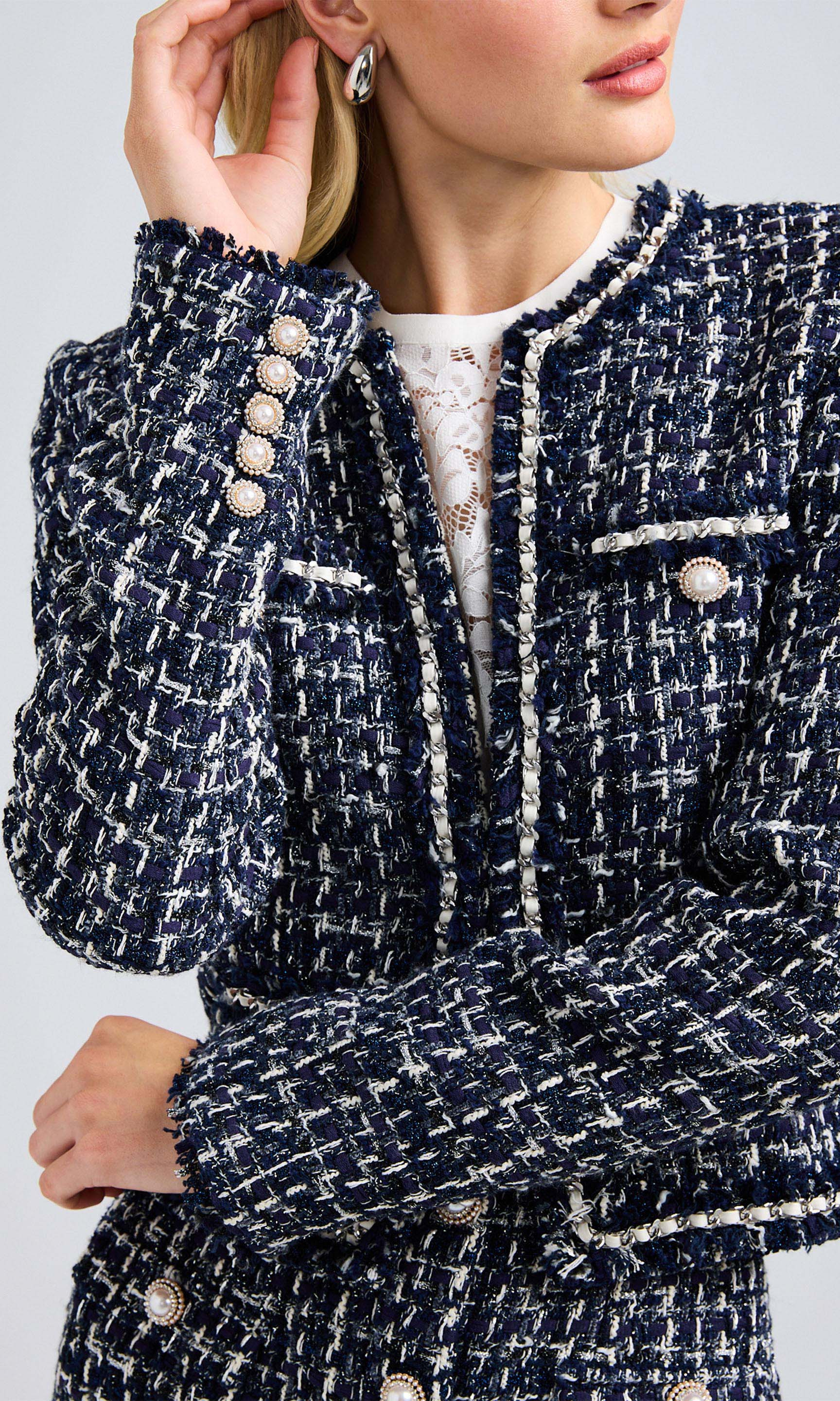Betsy Buttoned Tweed Blazer | Generation Love