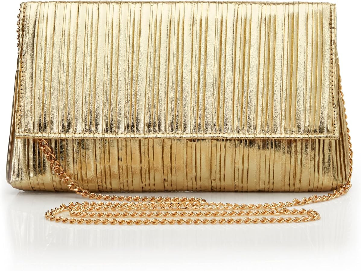 BABEYOND Clutch Purses for Women - Evening Bag Gold Pleated Flap Clutch for Formal Party Cocktail... | Amazon (US)