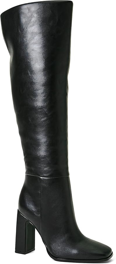 JustFab Knee High Boots Womens Square Toe Chunky Heel Tall Boots for Women High Heel Side Zipper ... | Amazon (US)