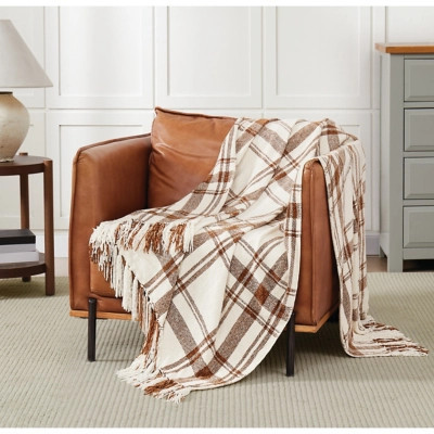 Truly Soft Solid Throw, White/Brown | Ashley
