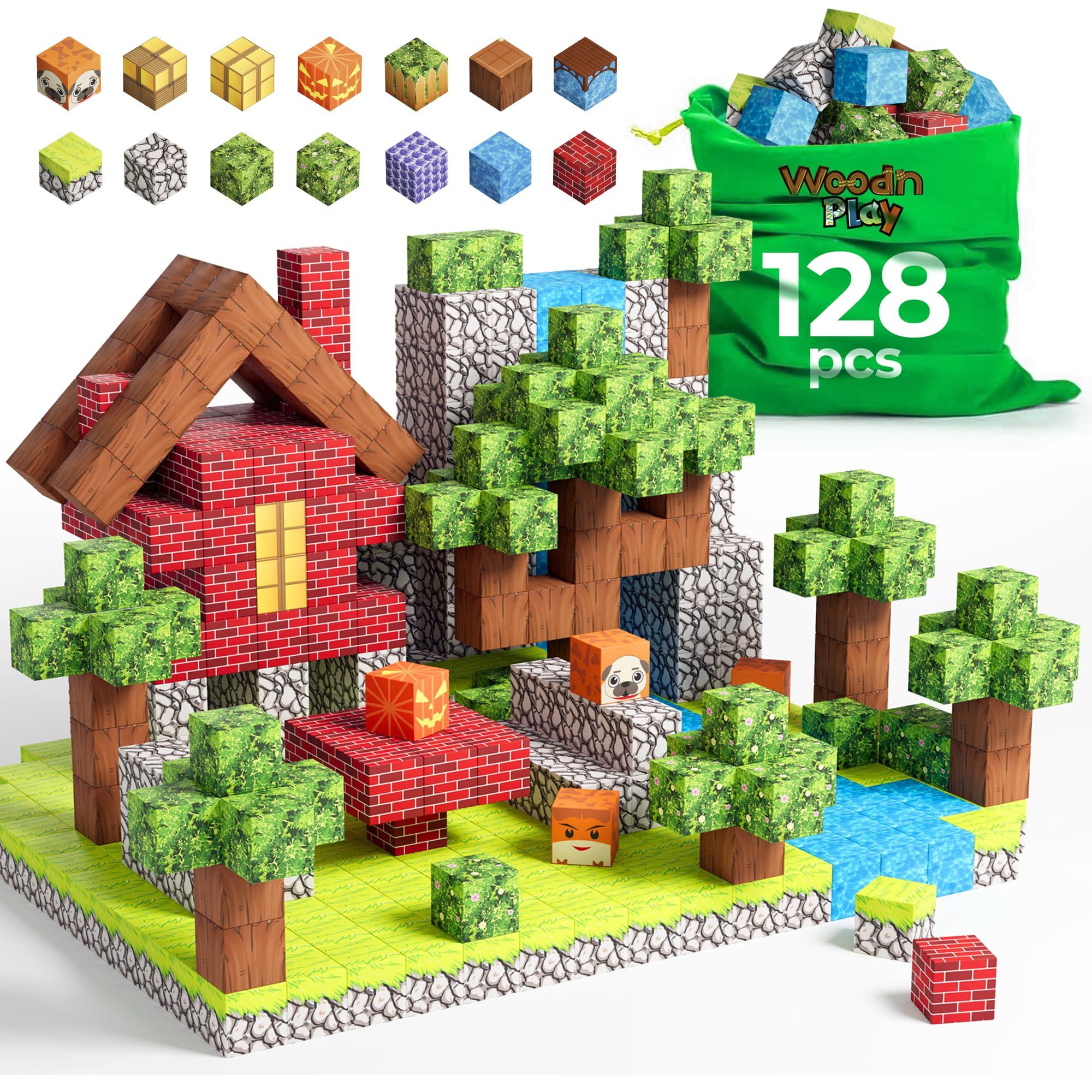 Magnetic Blocks Cubes 128PCS - STEM Cube Building Blocks & Magnet Cubes, Fidget, Montessori for K... | Amazon (US)