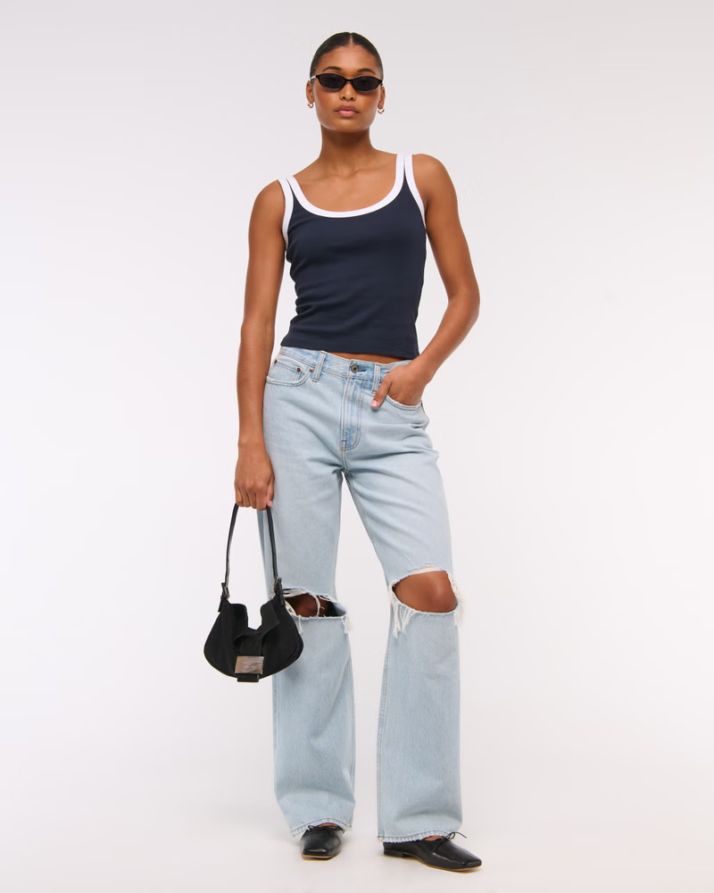 Women's Curve Love Mid Rise Slouchy Jean | Women's Bottoms | Abercrombie.com | Abercrombie & Fitch (US)