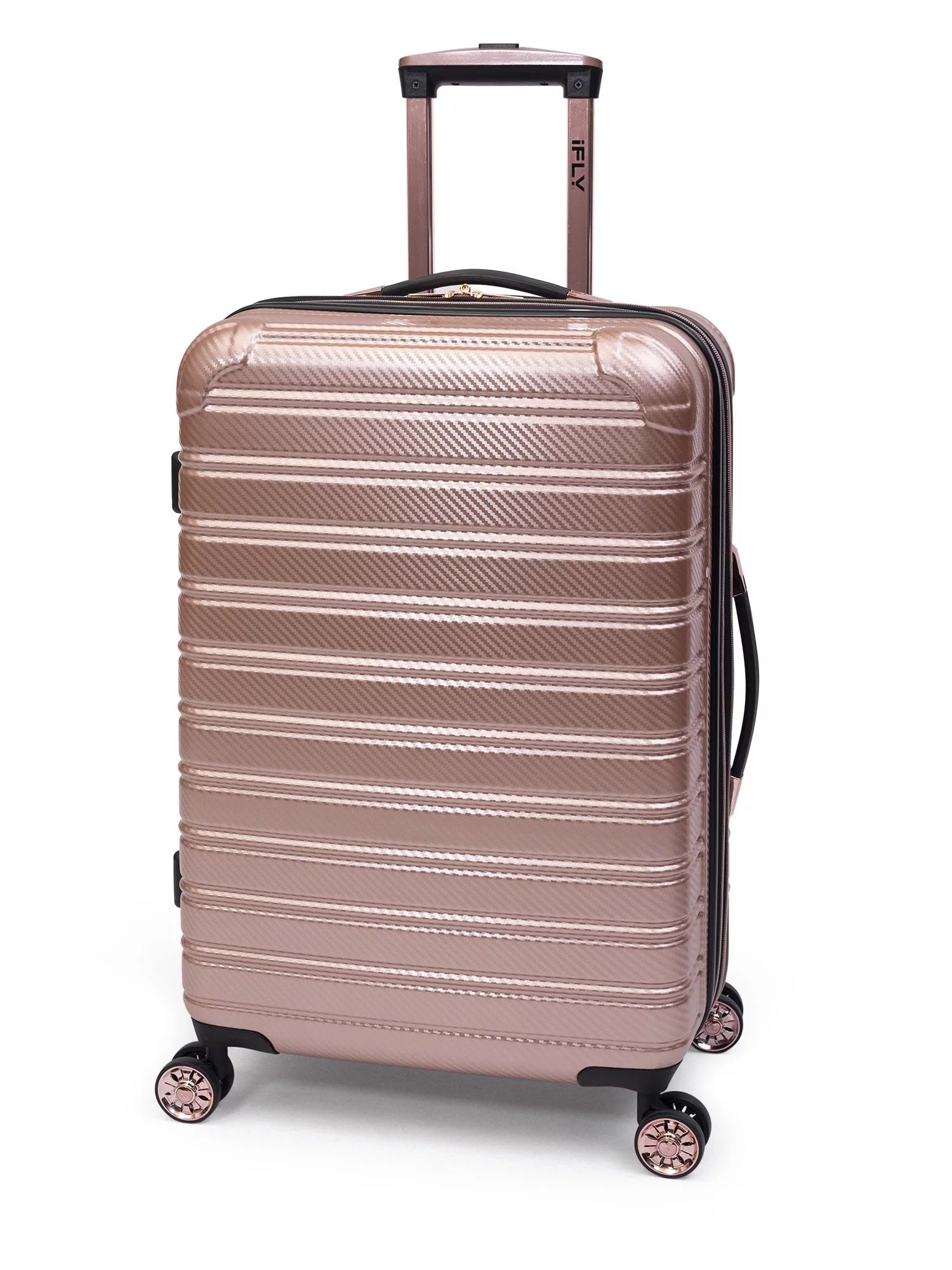 iFLY Hardside Luggage Fibertech Textured 24" Checked Luggage, Rose Gold Luggage | Walmart (US)