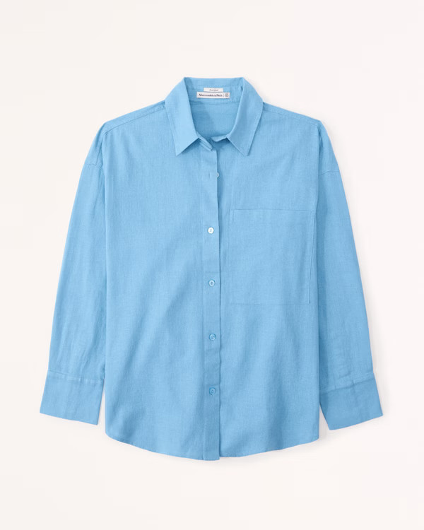 Oversized Linen-Blend Shirt | Abercrombie & Fitch (US)