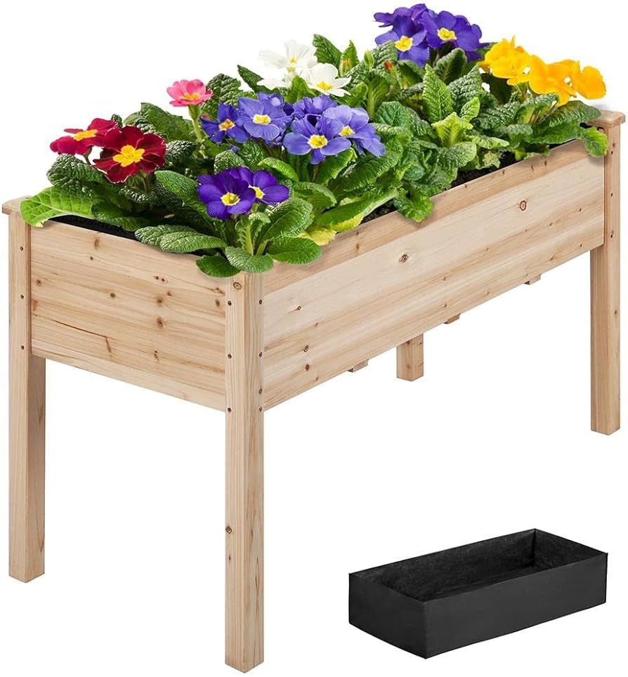 Yaheetech 1pc Raised Garden Bed 48x24x30in Elevated Wooden Horticulture Planter Box with Legs Sta... | Amazon (US)