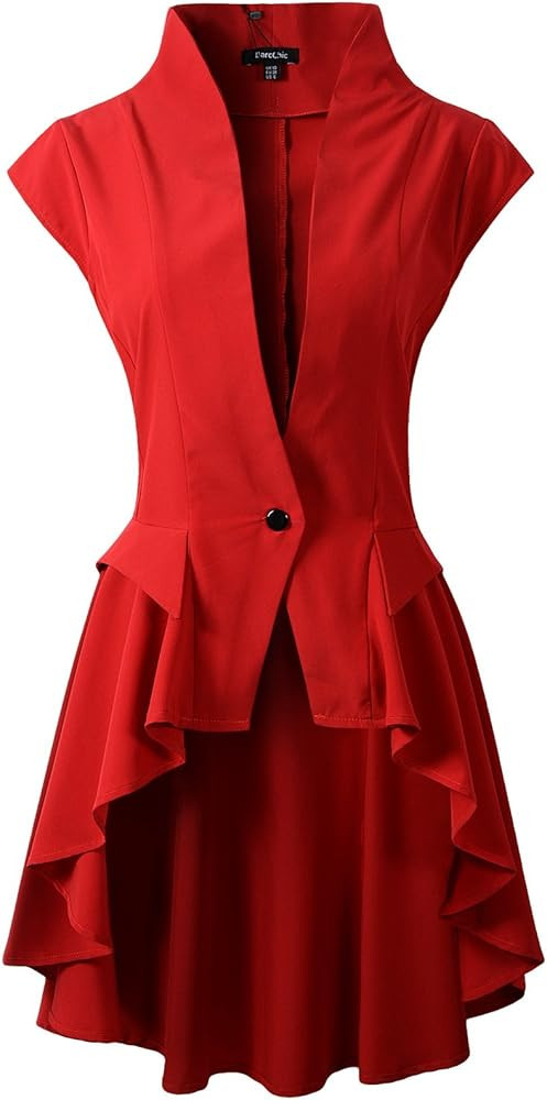 Womens Gothic Steampunk Tail Vamp Long Victorian Waterfall Waistcoat Jacket Top | Amazon (US)