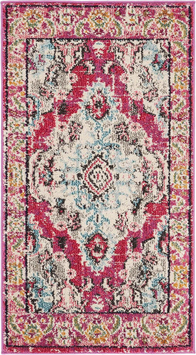 Safavieh Monaco Collection MNC243D Bohemian Chic Medallion Distressed Area Rug, 2' 2" x 4', Pink/... | Amazon (US)