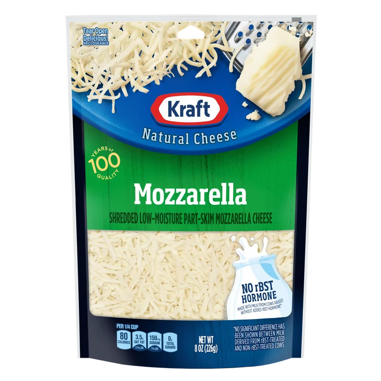 Kraft Mozzarella Shredded Cheese 8 oz Bag | Walmart (US)