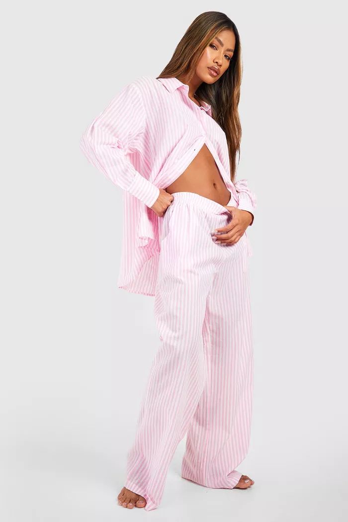 Cotton Pinstripe Pajama Pants | boohoo (US & Canada)