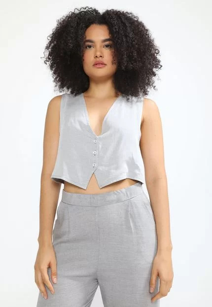Colete Forever 21 Liso Cinza | Dafiti (BR)