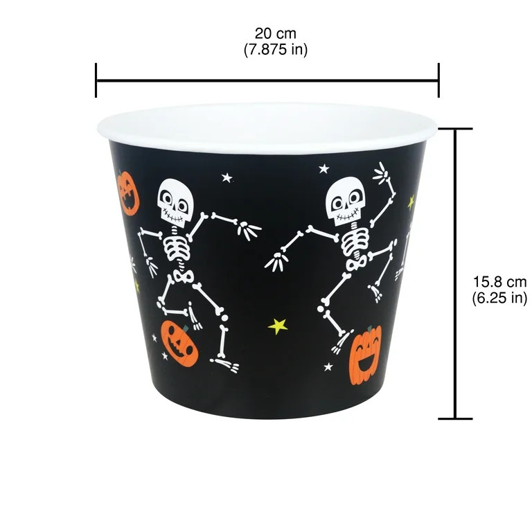 7.7 inch (top) x 5.8 inch (bottom) x 6.3 inch H, 120 oz Skeleton Paper Bucket, Halloween, Baking,... | Walmart (US)
