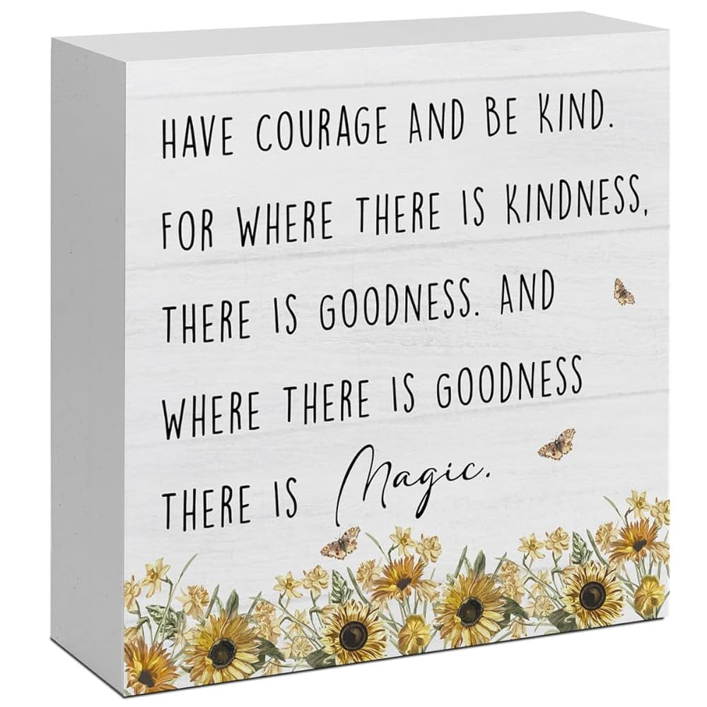 Have Courage And Be Kind Wood Box Sign,Inspirational Wooden Block Sign,Motivational Desk Decor fo... | Amazon (US)