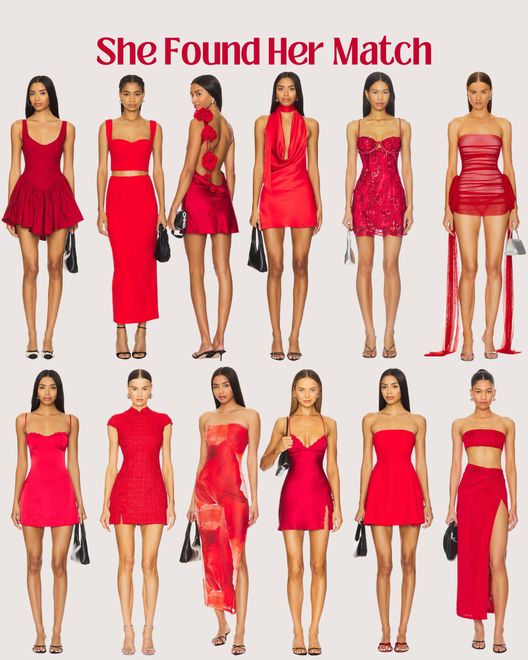 She found her match—now it’s time to turn heads. ❤️‍🔥
This outfit roundup is for the bride and her girls who love a theme with main character energy. From fiery reds to blush pinks and everything flirty in between, these She Found Her Match looks are perfect for a night out, a romantic dinner, or a bachelorette trip full of love and champagne. 

 #SheFoundHerMatch #BacheloretteOutfits #LTKBride #BachPartyLooks #LTKdresses #LTKwedding #LTKpartywear