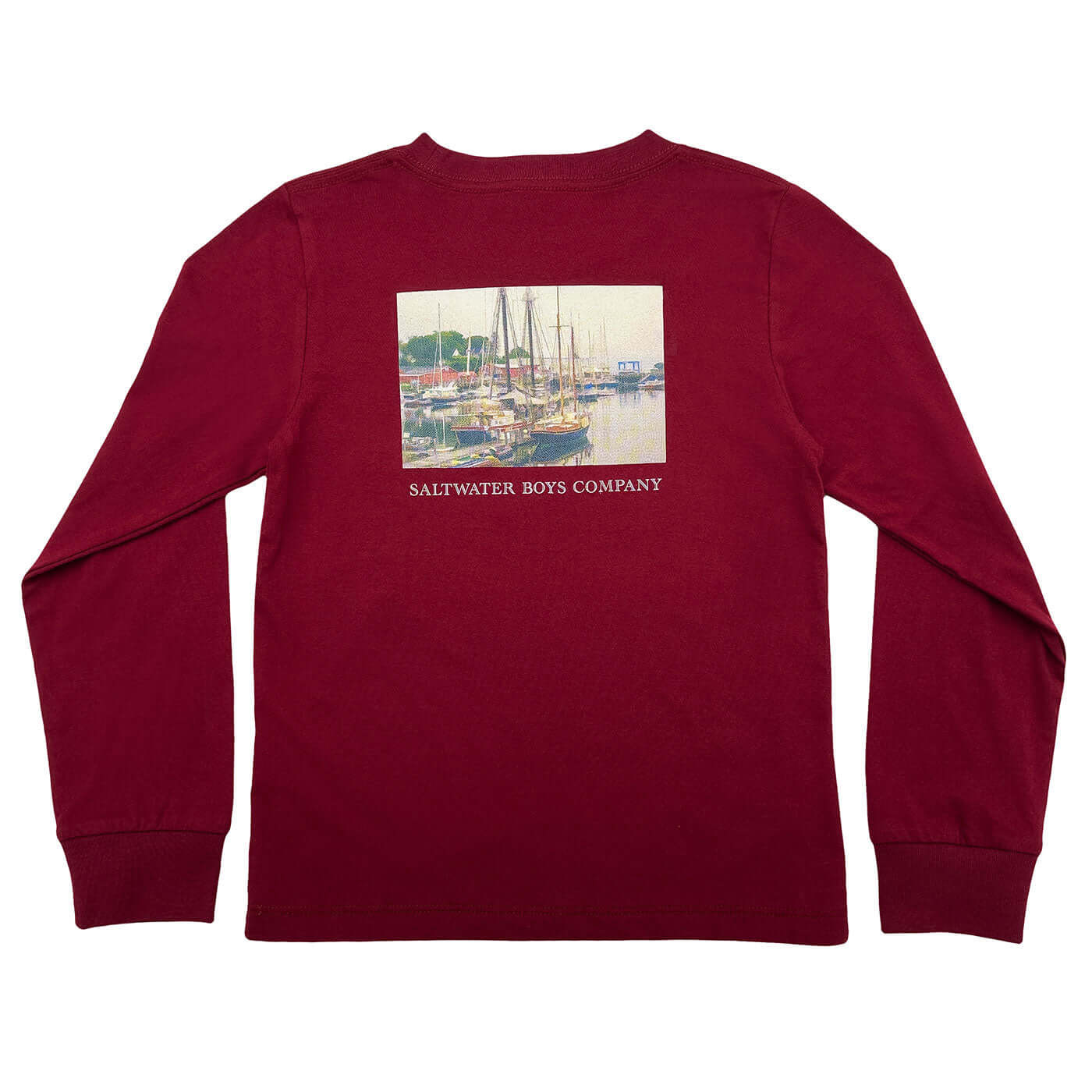 Harbor Boats Boys Graphic Tee LS Maroon | Saltwater Boys Company