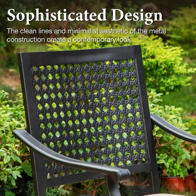 MF Studio 2-Piece Outdoor Patio Dining Chairs, XL Metal Stackable Armchairs (Weight Capacity 350 ... | Walmart (US)