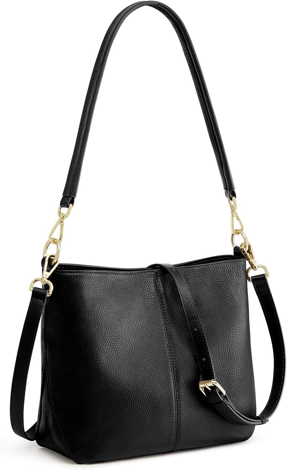 Kattee Leather Crossbody Purse, Handbag Hobo Bag with 2 Straps,Black | Amazon (US)