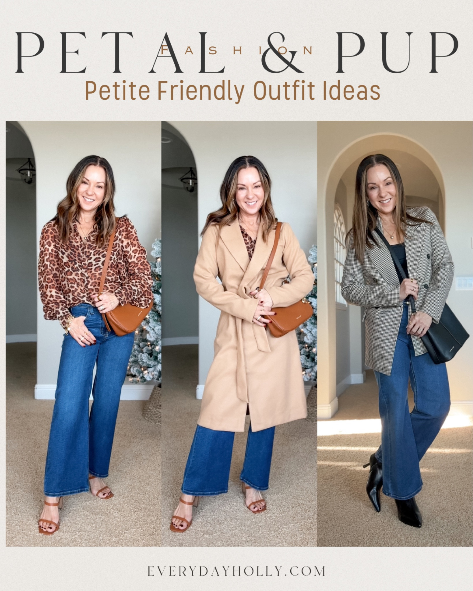 Petite outfit ideas with jeans, leopard blouse, blazer, long trench jacket. 

For reference: I’m 5’1”, 110lbs
Jeans 24
Leopard blouse XS
Coat XS
Slim fit top XS
Blazer XS
Adjustable Skinny belts come in a 2 pack
Heels TTS
Boots TTS

#LTKStyleTip #LTKWorkwear #LTKOver40