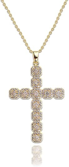 Dainty Gold Cross Pendant Necklace for Women - Gothic Christian Christmas Costume Cross Jewelry G... | Amazon (US)