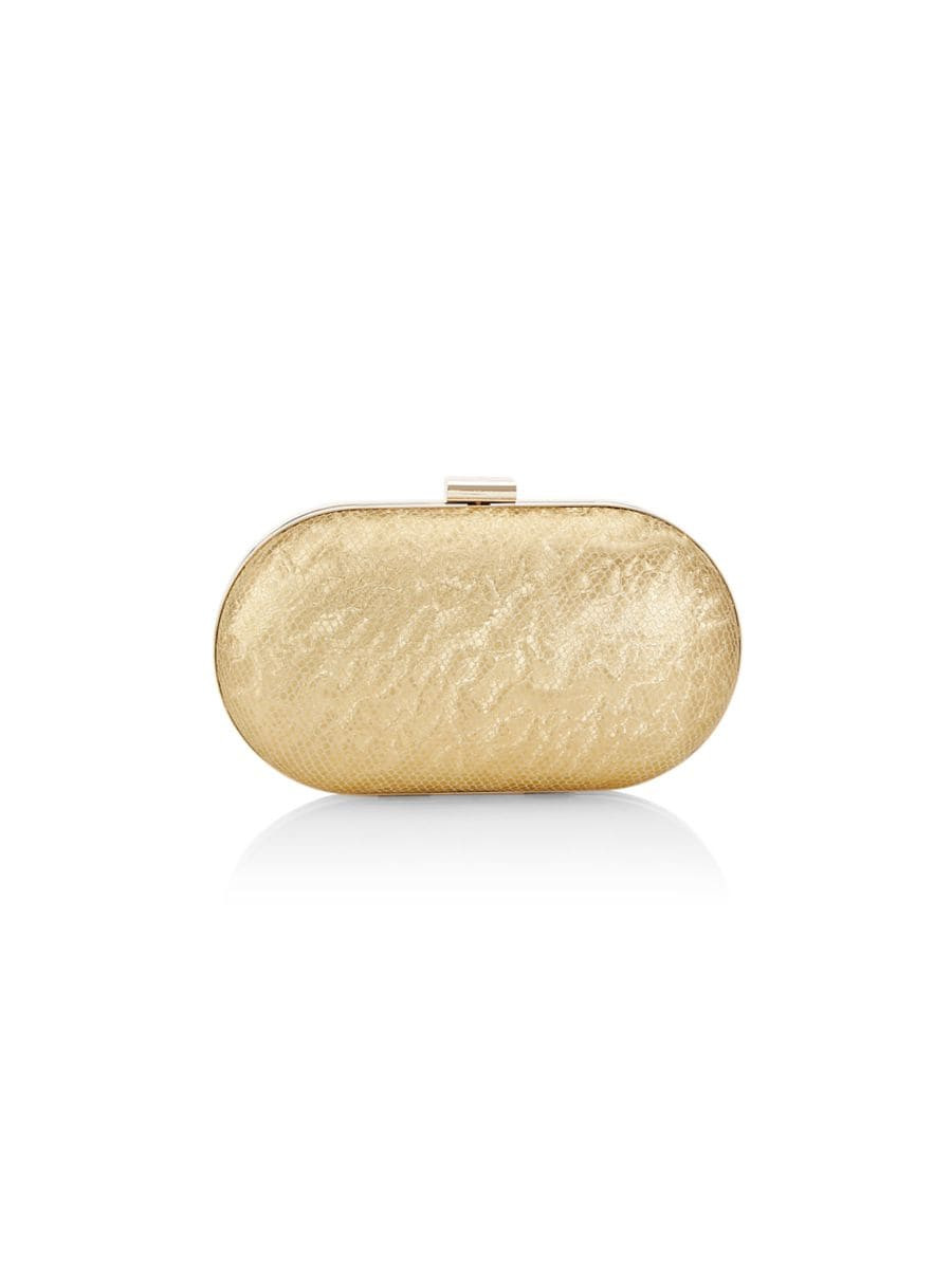 Alba Snake-Embossed Metallic Leather Clutch | Saks Fifth Avenue