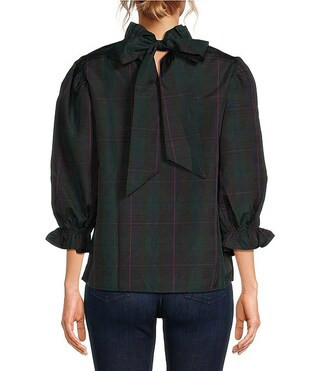 J.Marie Katrina Ruffle Mock Neck Back Bow Tie Long Sleeve Top | Dillard's | Dillard's