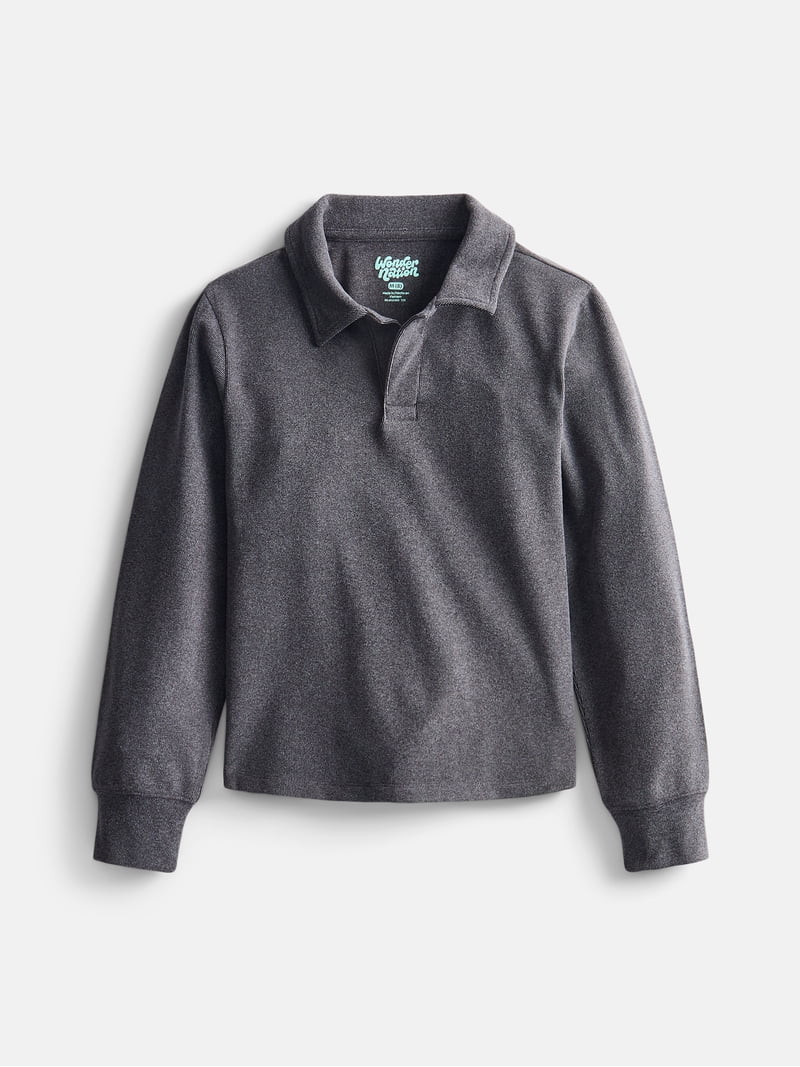 Wonder Nation Boys Cozy Polo Shirt with Long Sleeves, Sizes XS-XXL and Husky | Walmart (US)