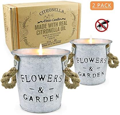 Citronella Candles Outdoor, 13.5 Oz Long Lasting Natural Soy Candle Bucket with Pure Citronella O... | Amazon (US)